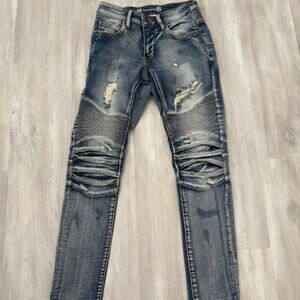 Crysp Denim by Buckle Distressed Skinny Moto Jeans - size 28
